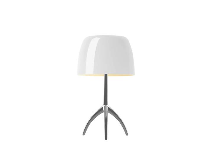 Foscarini Lumiere Piccola dimmbare Tischleuchte Weiße Schirm-Aluminiumfuß