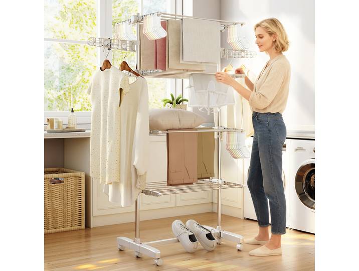 HOMCOM Séchoir Linge Pliable Intérieur/Extérieur 4 Niveaux