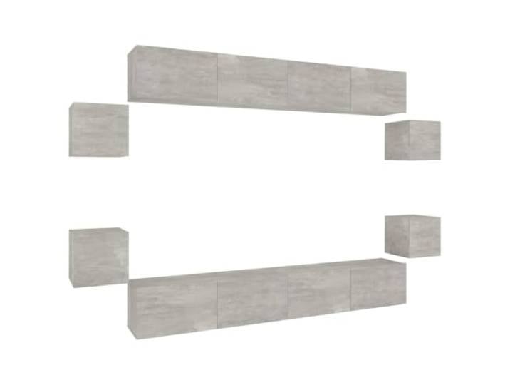 LKJephalotrop 8-TLG. TV-Schrank-Set Wandmontage Betongrau Holzwerkstoff Schwebende Lowboard Kombination fuer das Wohnzimmer mit reichlich Stauraum fuer Medien in modernem Betongrau Design.