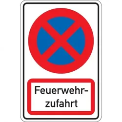 Schild I Kombischild Parkverbot-Feuerwehrzufahrt, Aluminium RA0, reflektierend, 600x900mm, DIN 67520