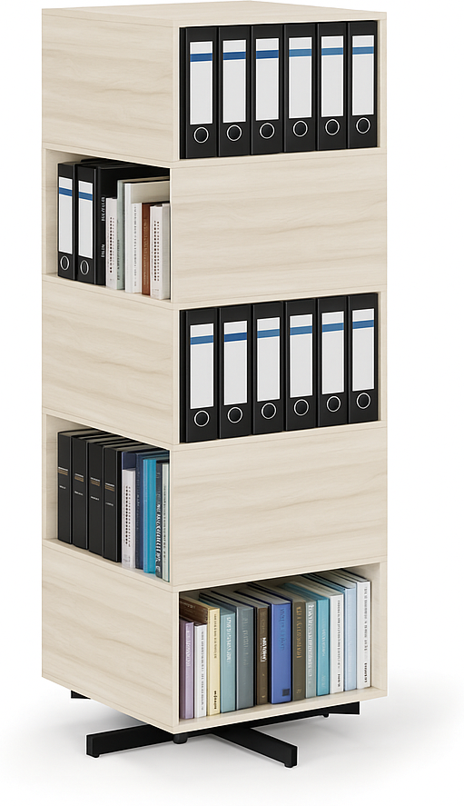 B2B Partner Drehbares Regal, 680×680×1932 mm, 10 Fächer, Eiche natur