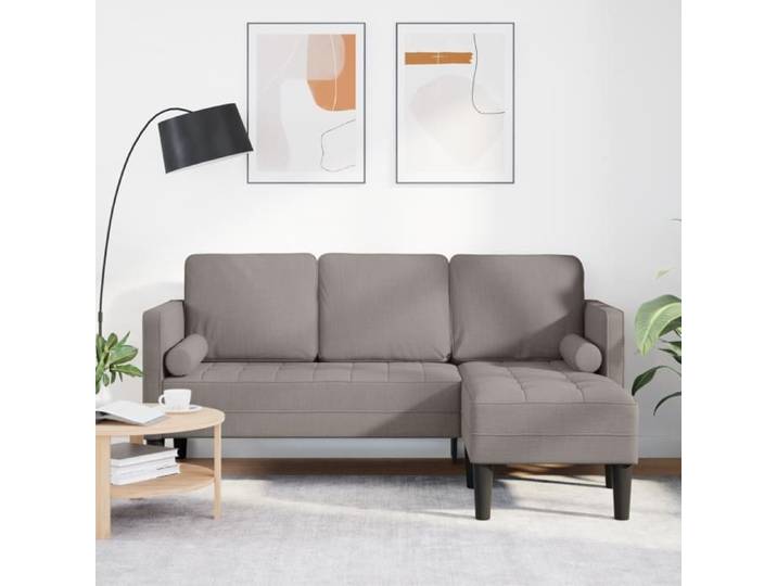 Canapé d angle 3 places taupe 160 cm en tissu