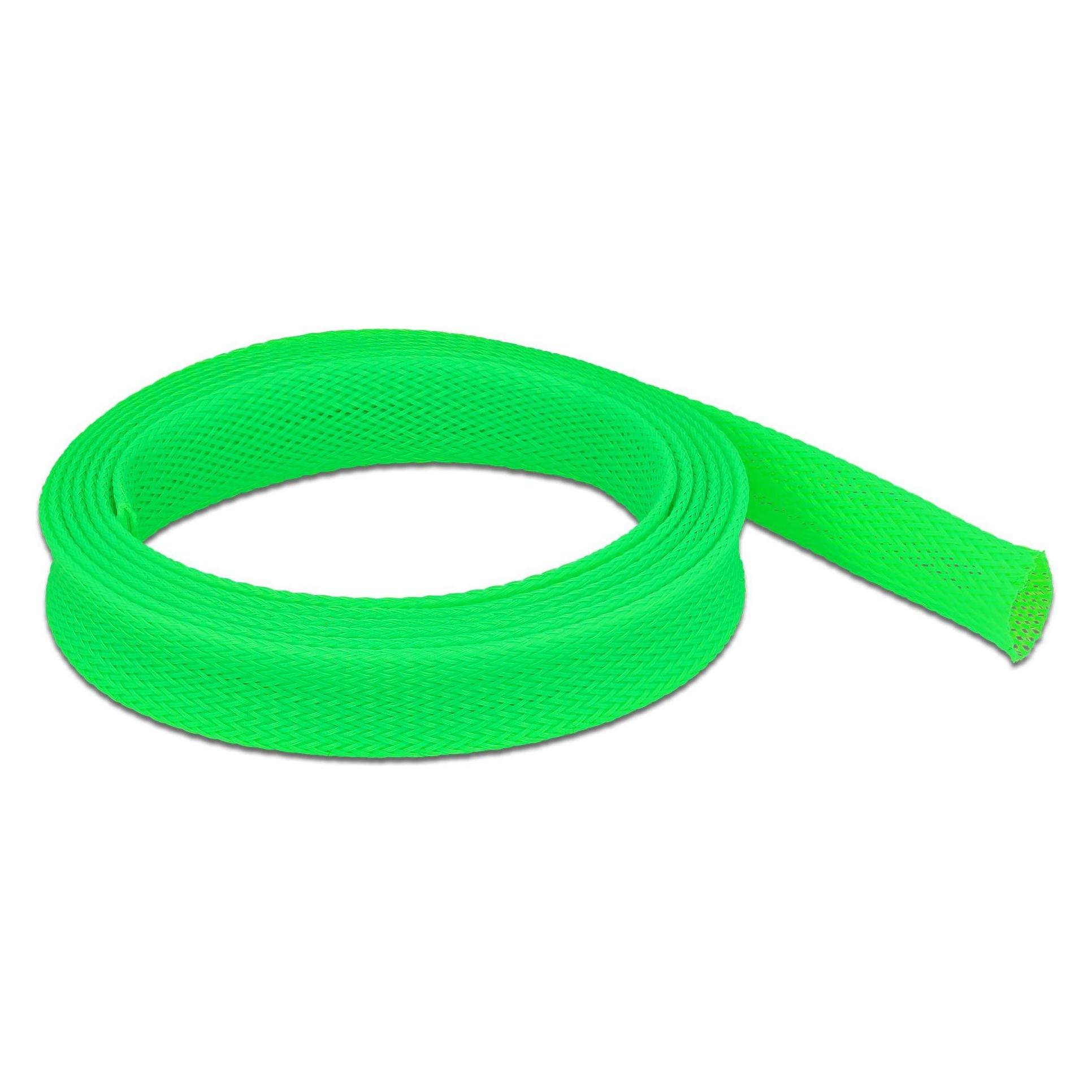 Delock Geflechtschlauch dehnbar 2 m x 19 mm grün (Kabelschlauch, 200 cm) (20744)