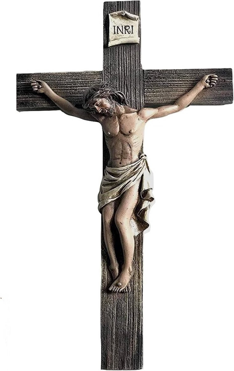 Kruisbeeld Jezus Christus Wanddecoratie van Hars, 35 cm