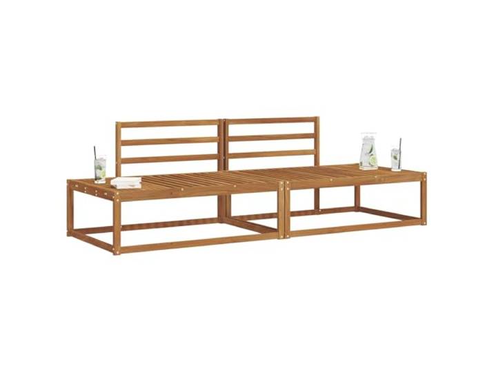 KTHLBRH Sofaset für den Garten, natürliches Akazienholz, Massivholz Modular, wetterfest, Rückenlehne Lattenrost, 2 Stück, Sitzfläche 37 cm