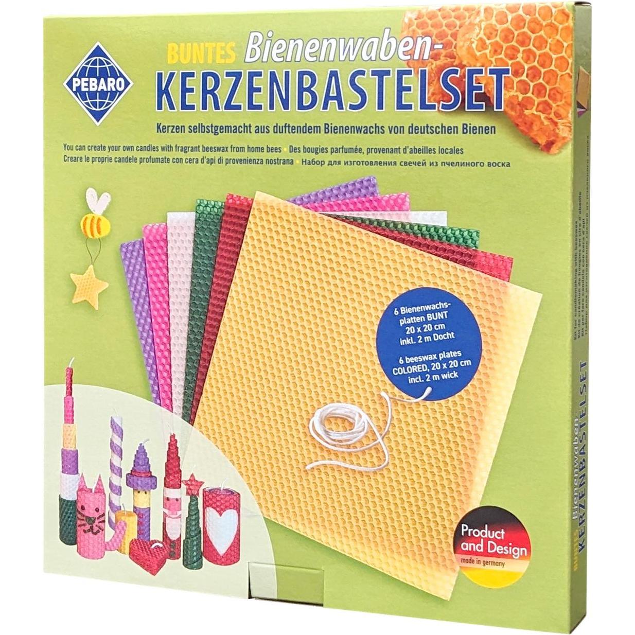 Pebaro WACHS-SET 3 - Bienenwaben-Kerzenbastelset BUNT (WACHS-SET 3)