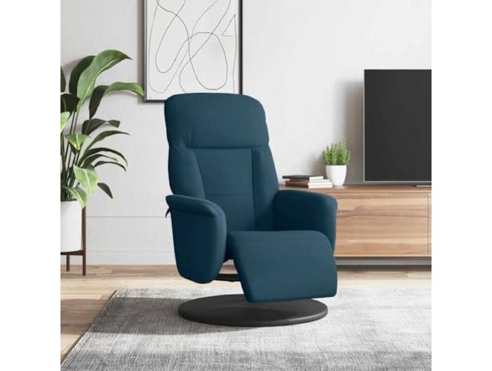 HEFZGDB Relaxsessel mit Fußteil Blau Samt, manuelle Liegefunktion, 360 Grad drehbar, bequemes Sitzerlebnis, Solider Rahmen, Sessel mit Liegefunktion, Relaxsessel Samt