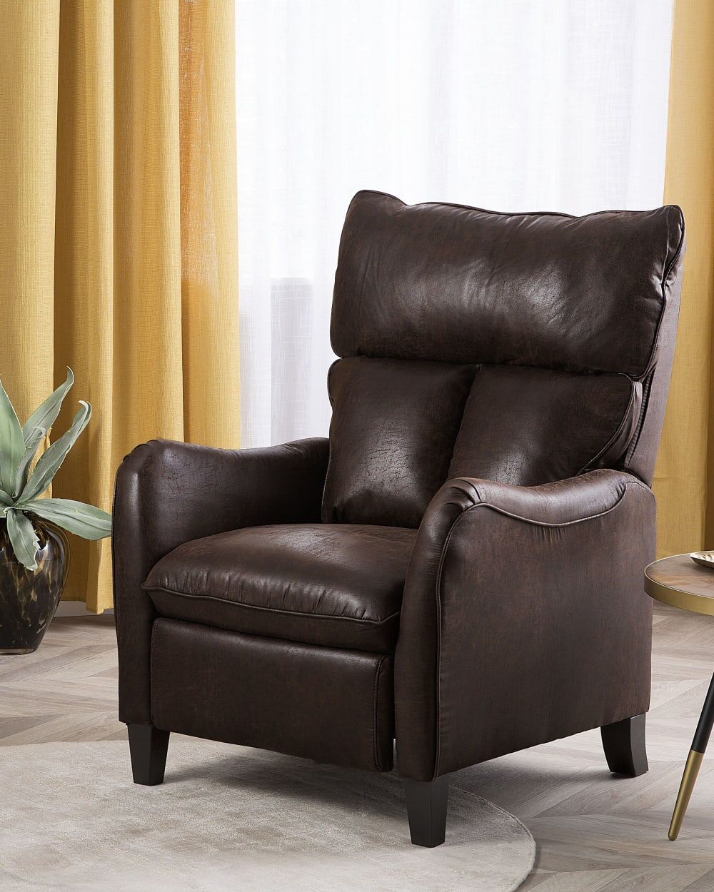 Beliani Sillón reclinable de piel sintética marrón
