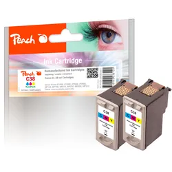 Peach Doppelpack Druckköpfe color kompatibel zu Canon CL-38C*2, 2146B001