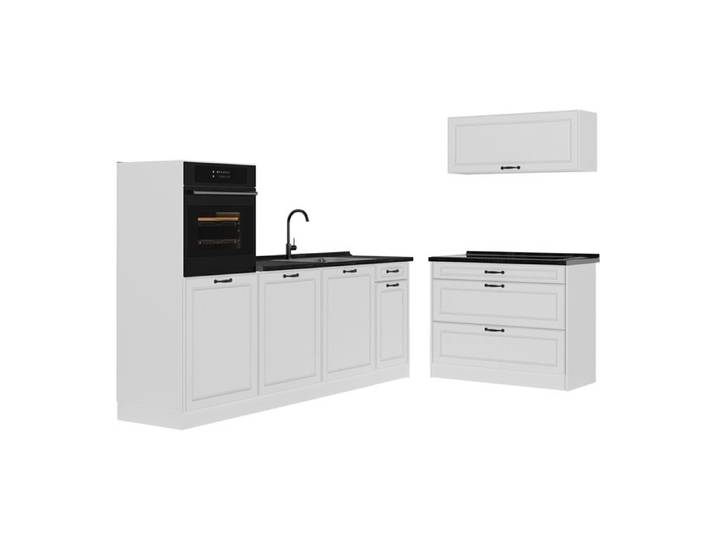 Cuisine R-Line 220cm plan de travail Anthracite Blanc campagne/Blanc Vicco 68142