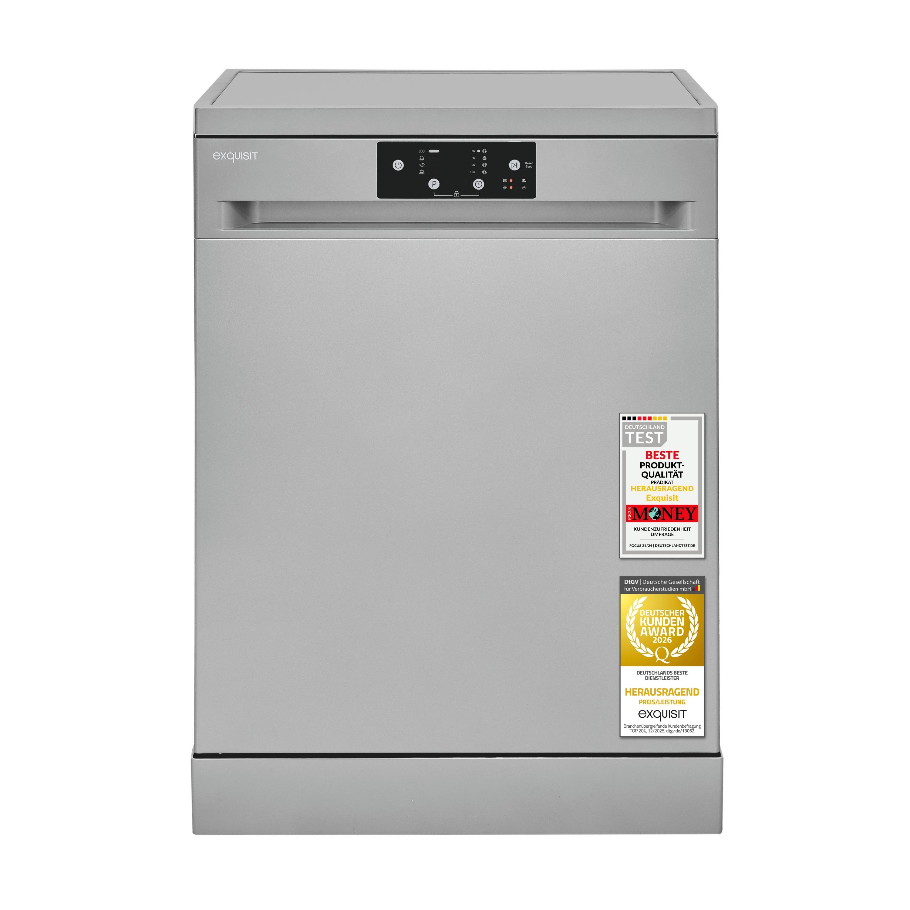 Unterbau-Geschirrspüler | GSP9114-451D silber | 14 Maßgedecke | 4 Programme | Aquastop-Schlauch | Energieklasse D | 49 dB | Silber