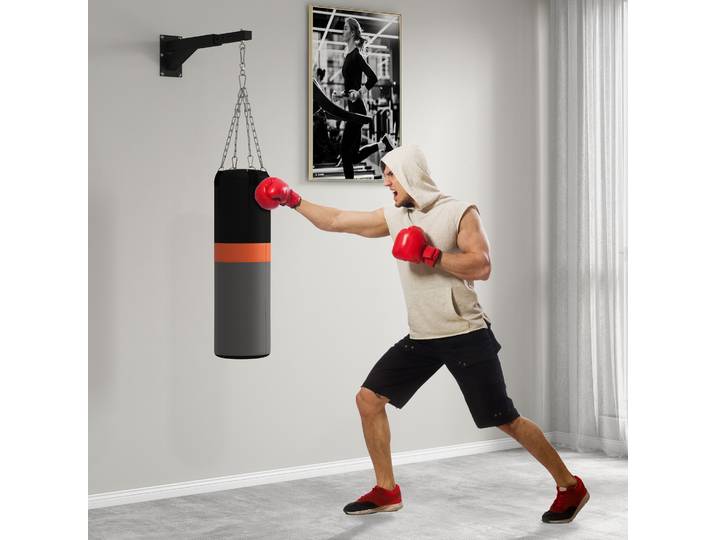 SPORTNOW Support mural pour sac de boxe réglable à 5 longueurs, solide jusqu'à 60kg, pour l'entraînement de boxe, de kickboxing