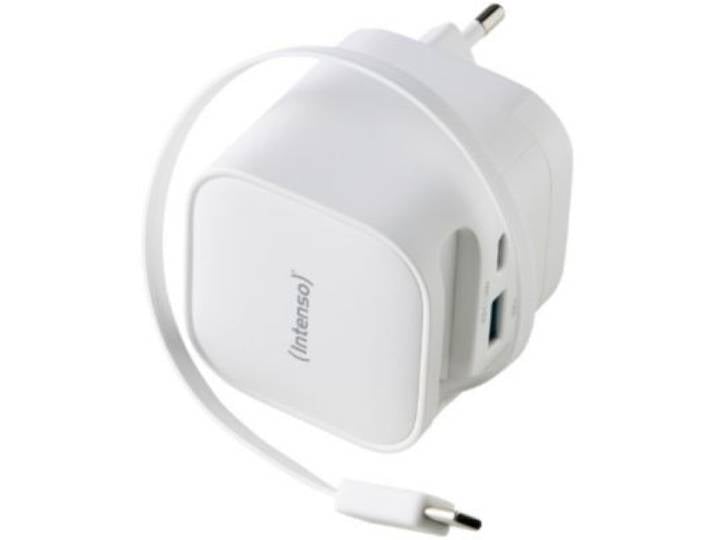 Intenso - Chargeur Secteur 65w Cable Usb-C + Port Usb-C/Usb-A Blanc