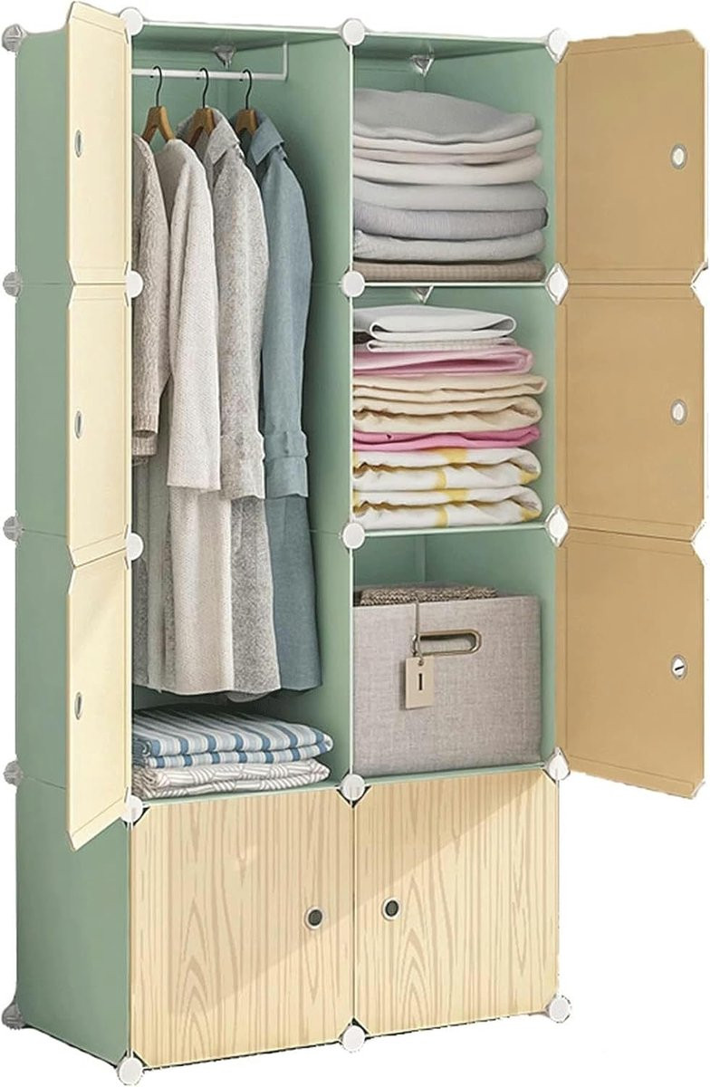 Modulaire Draagbare Kledingkast - Witte Opbergkast - B/D/H: 75 x 47 x 147 cm