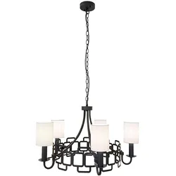 Elstead Lighting Sabina Kronleuchter 717mm Schwarz 5-flammig E14 mit Polycotton-Schirmen