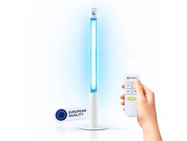 Bactosfera 360° 25 ECO UV-C Desinfektionsgerät: Ozonfrei mit RC-TIMER & 360-Grad-Schutz gegen Viren & Bakterien (Weiß)