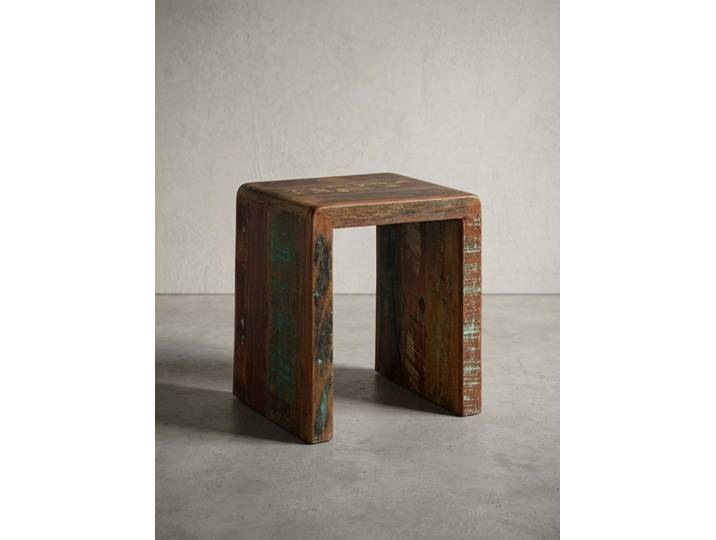 KADIMA DESIGN Beistelltisch Sofatisch Mango-Massivholz Shabby-Chic Wangengestell Braun 45x40x55 cm