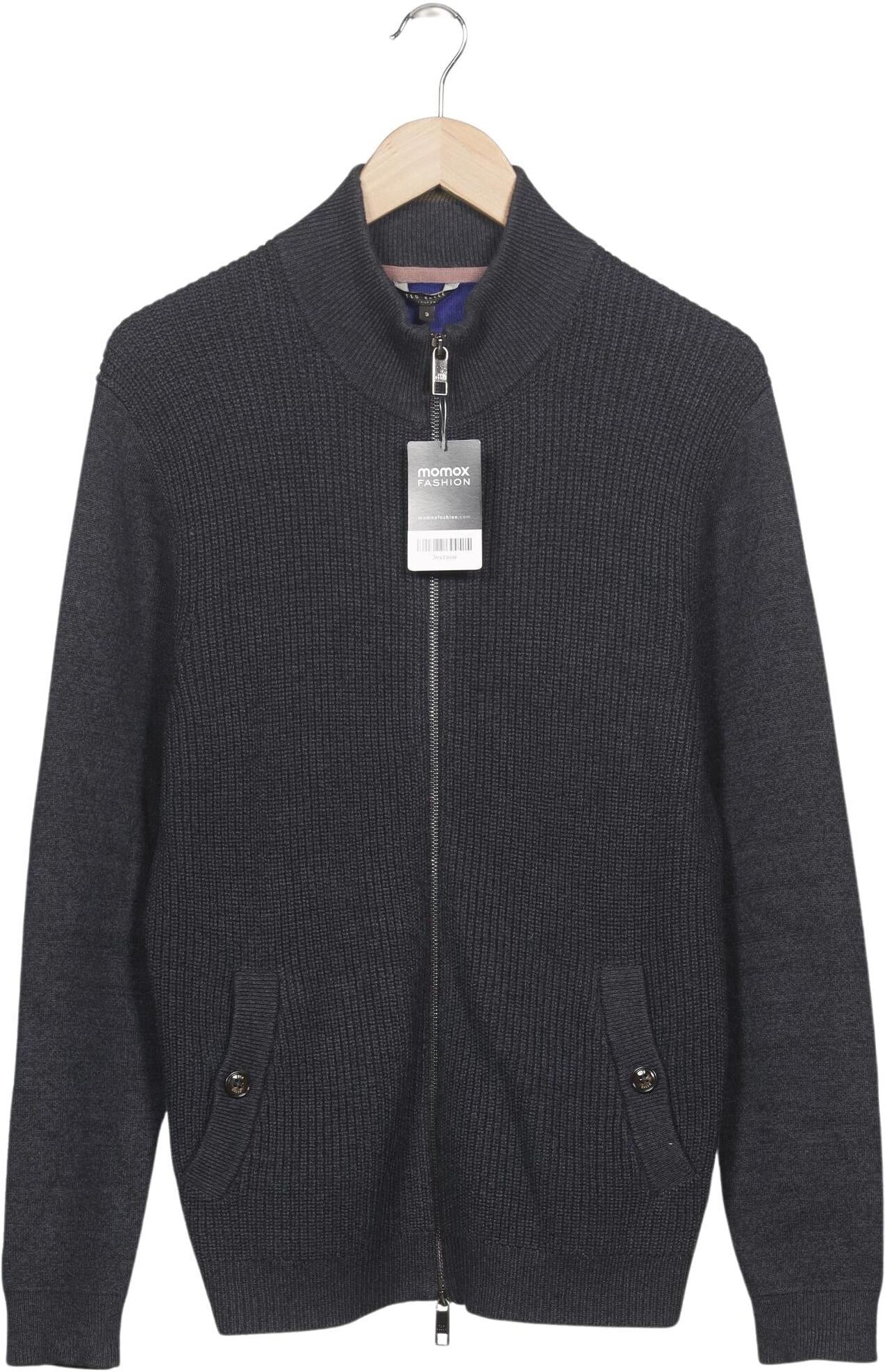 TED Baker Herren Strickjacke, Grau, Gr. M (Ted Baker 3), Elasthan / Synthetik / Wolle - Second Hand