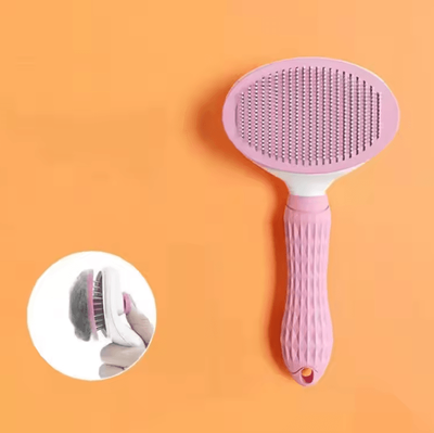 Inspire Curations Self Cleaning Pet Grooming Comb For Cats & Dogs pink