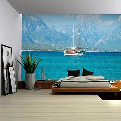 Landschaft Ozean hängender Wandteppich Wandkunst Großer Wandteppich Wandmalerei Dekor Fotografie Hintergrund Decke Vorhang Zuhause Schlafzimmer Wohnzimmer Dekoration Boot Segeln