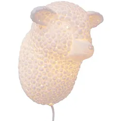 Wandlampe Wandleuchte Schlafzimmerlampe E14  Porzellan Schaf weiß Flurlampe