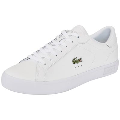 Sneaker LACOSTE "POWERCOURT", Herren, Gr. 46, weiß (wht, wht), Leder, Schuhe Sneaker