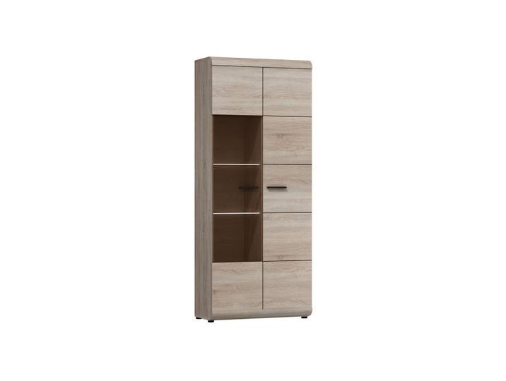 Feldmann-Wohnen Vitrine Link Eiche Sonoma 80 / 37 / 194cm, Braun, Rechteckig, 80x194x37 cm, Esszimmer, Vitrinen, Vitrinenschränke