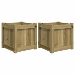 Helloshop26 - Pflanzkübel Hochbeet Blumenbeet Garten Terrasse 2er-Set imprägniertes Kiefernholz braun 02_0039026