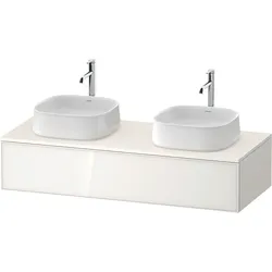 Duravit Zencha Konsolenwaschtischunterbau, 1300x550mm,1 Auszug, 2 Ausschnitte, ZE4813B64840000, Farbe: Front: Weiss (Glas)/Korpus: Weiss supermatt