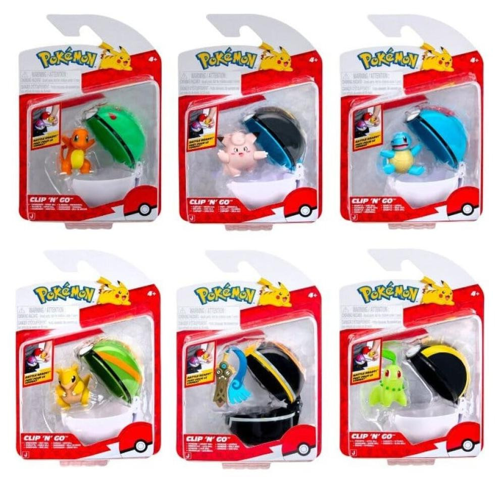 Jazwares Pokémon Clip 'n' Go Minifiguren Poké Balls versie 22 assortiment (6 stuks)