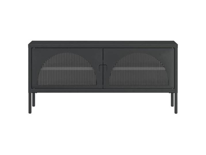 NEUF Armoire TV - Noir - Meuble TV - TABLE TV - noir 105x35x50 cm - verre et acier TT3288
