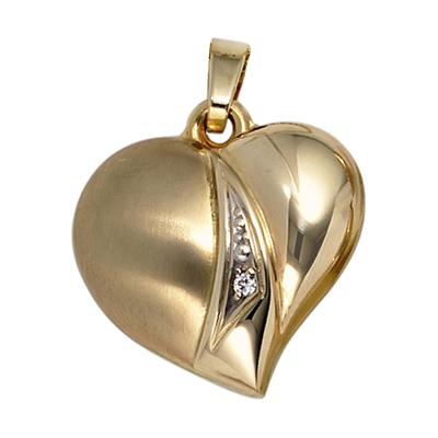 Herzanhänger JOBO "Anhänger Herz", gold (gelbgold 333), Schmuckanhänger, Damen, Gelbgold 333, 333 Gold mit Zirkonia