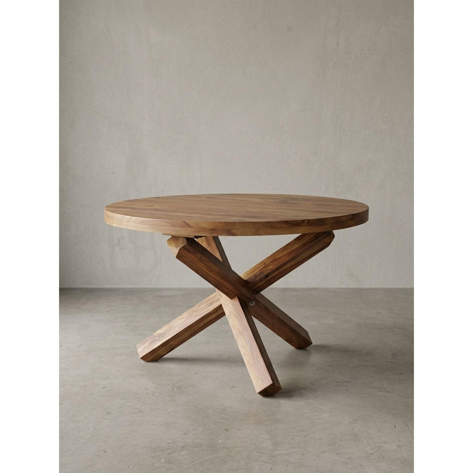 Esstisch Rund Massivholz Landhausstil BOHA, Dunkelbraun 120x120x75 cm