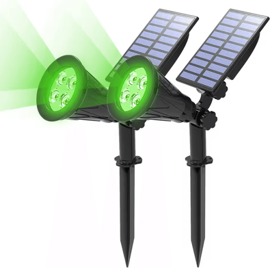 Inspire Curations T SUN Green LED Solar Spotlight IP65 Outdoor Landscape Light 2pcs