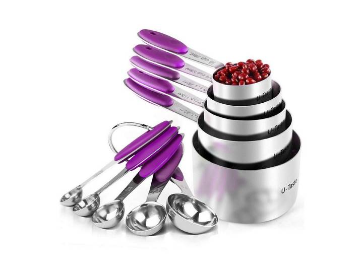 LuxusKollektion Messlöffel Messbecher & Löffel Set 10tlg Lila 18/8 Edelstahl, Metall, (10-St)