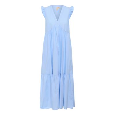 Midikleid CULTURE "Damen Kleid CUolena", Damen, Gr. L, N-Gr, blau (serenity), Obermaterial: 100% Baumwolle CO., Kleider Midikleid