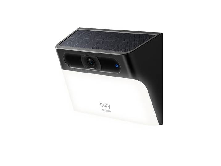 Projecteur-Caméra Murale Solaire eufy Security S120 - Caméra de Sécurité Solaire, Extérieur sans Fil, 2K, Alimentation Permanente, Éclairage Activé par le Mouvement, IA, IP65, Projecteur, sans Frais Mensuels