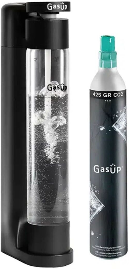 Gasatore Gasup Pika Nero Con Bottiglia Da 800 Ml + Bombola 450 Gr Ricaricabile