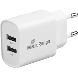 MediaRange 3er-Set USB-Netzteil mit 2 USB-A Anschlüssen, 12W, weiss (12 W, 2 Ports), USB Ladegerät, Weiss