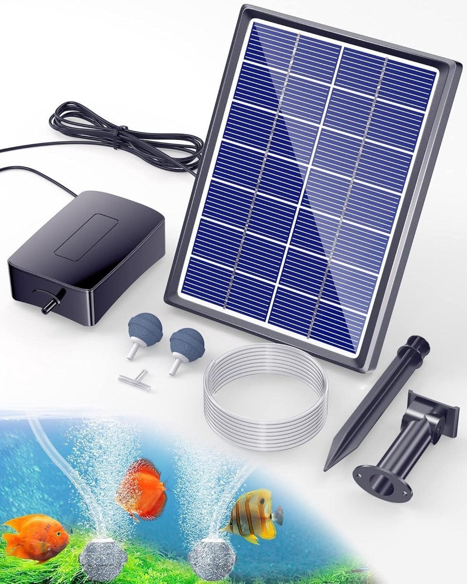 Zonnepomp Zuurstofpomp Zwart - 3.5W Luchtpomp voor Vijver en Watercirculatie met Ingebouwde Batterij