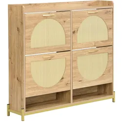 SCHUHKIPPER 109 cm in Holz-Optik & Rattan