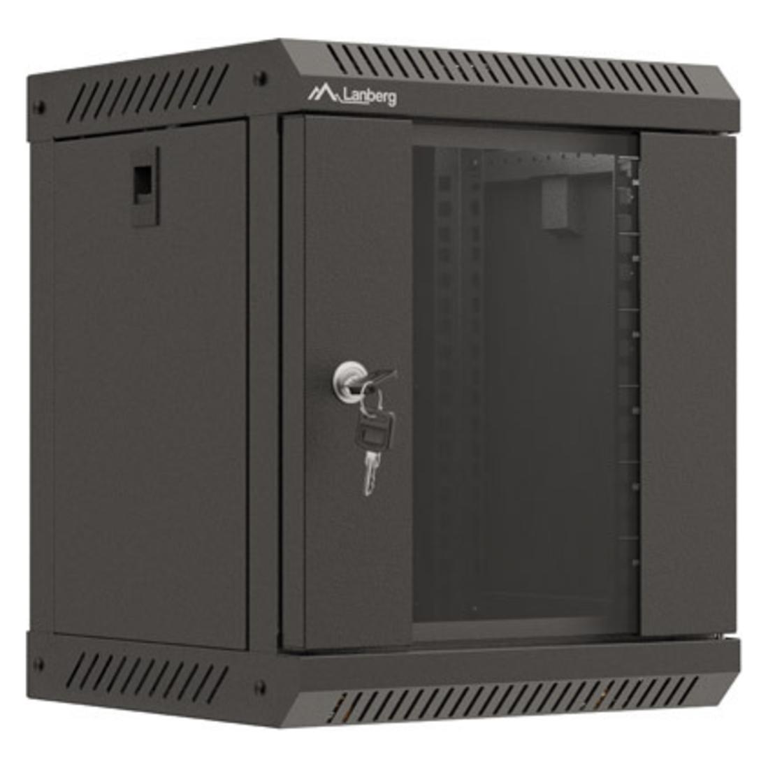 Lanberg Szafa Instalacyjna Rack Wisząca 10 6u 300x300 Czarna Drzwi Przeszklone (Flat Pack) (6 HE, 10 Zoll Rack) (WF11-3306-10B)