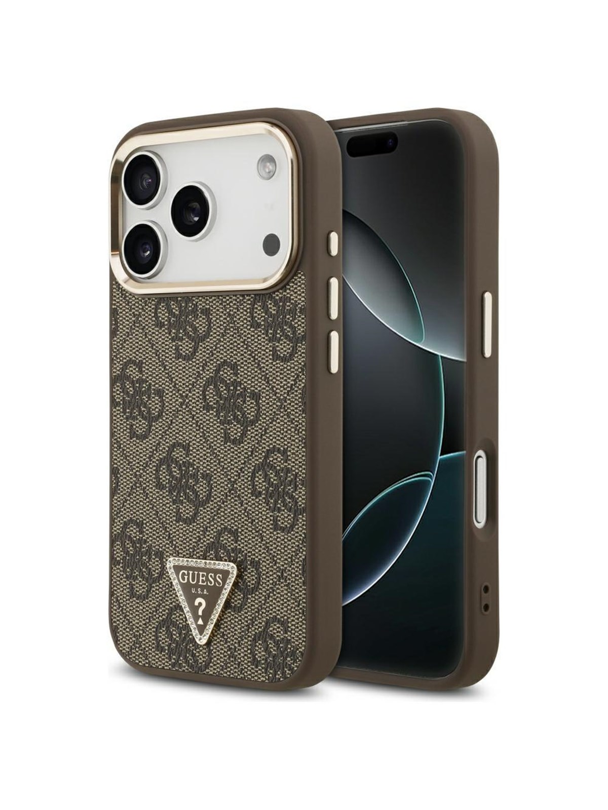 GUESS 4G Triangle Logo MagSafe Case for iPhone 17 Pro / 18 Pro - Brown
