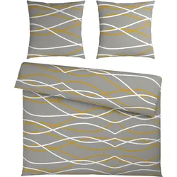 Bettwäsche Welle XL Goldfarben/Grau ca. 200x200cm