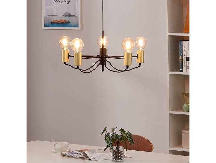 Kronleuchter Prospa Lindby, dimmbar, schwarz, für Wohn- / Esszimmer, Metall, Modern