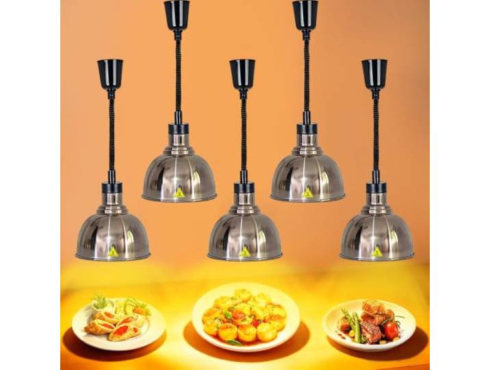 VFDZ Wärmelampe Küche Gastro, Einziehbare Speisenwärmer Lampe Buffet 25 cm Hängende Wärmelampe Gastronomie für Speisen, 250W Lebensmittel Wärmelampe Küche für Essen Buffet, Restaurant und Hotel