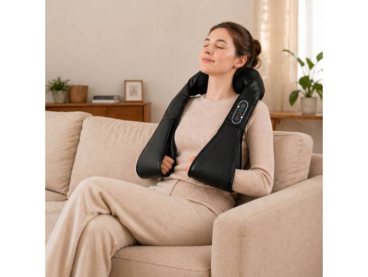 HOMCOM Massageur Shiatsu 3D Cervical Dorsal Chauffant 8 Nœuds Noir