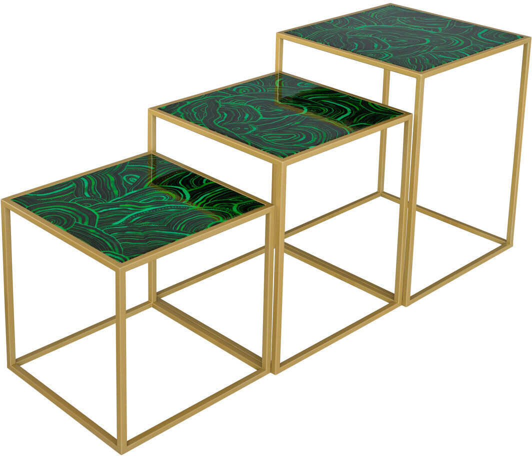 Laurence Llewelyn-Bowen LLB - NEST OF TABLES SET OF 3 - MALACHITE Gold