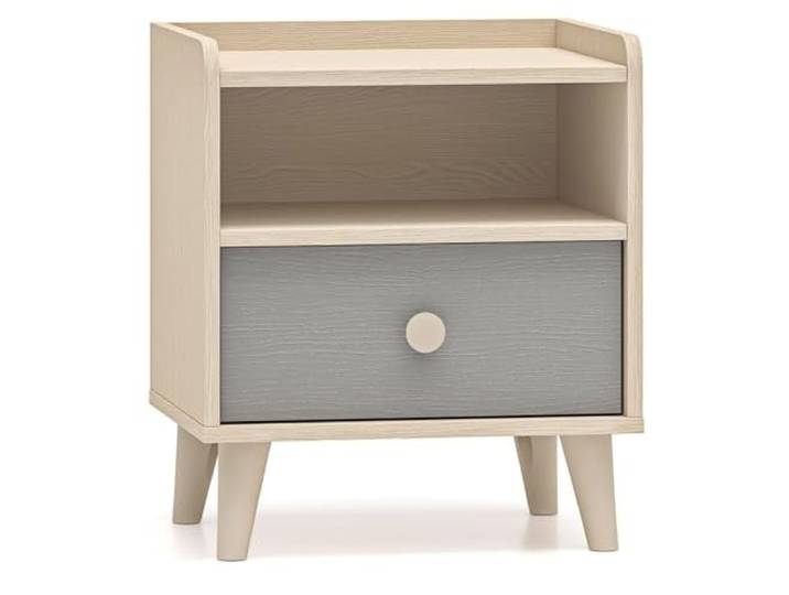 Lomadox Jugendzimmer Nachtschrank in Sandbeige mit grau, mit Softclose Schublade Nachtkommode Nachttisch