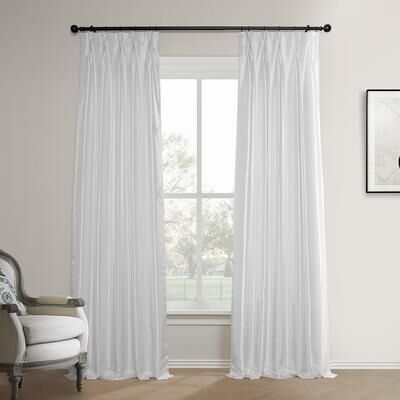 Exclusive Fabrics Faux Silk Taffeta Pinch Pleat Blackout Curtains for Bedroom & Living Room Curtains Single Panel